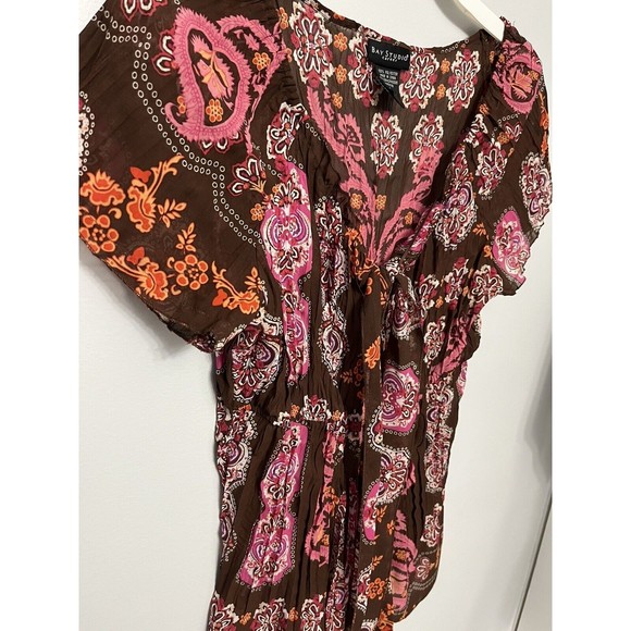 Boho Polyester Design Bay Studio Career Size Small Top Brown Blouses For Women - Picture 2 of 16